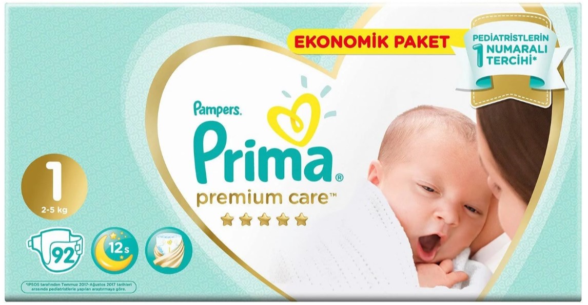 Prima Bebek Bezi Premium Care Yenidoğan Jumbo Paket 1 Beden 92 Adet